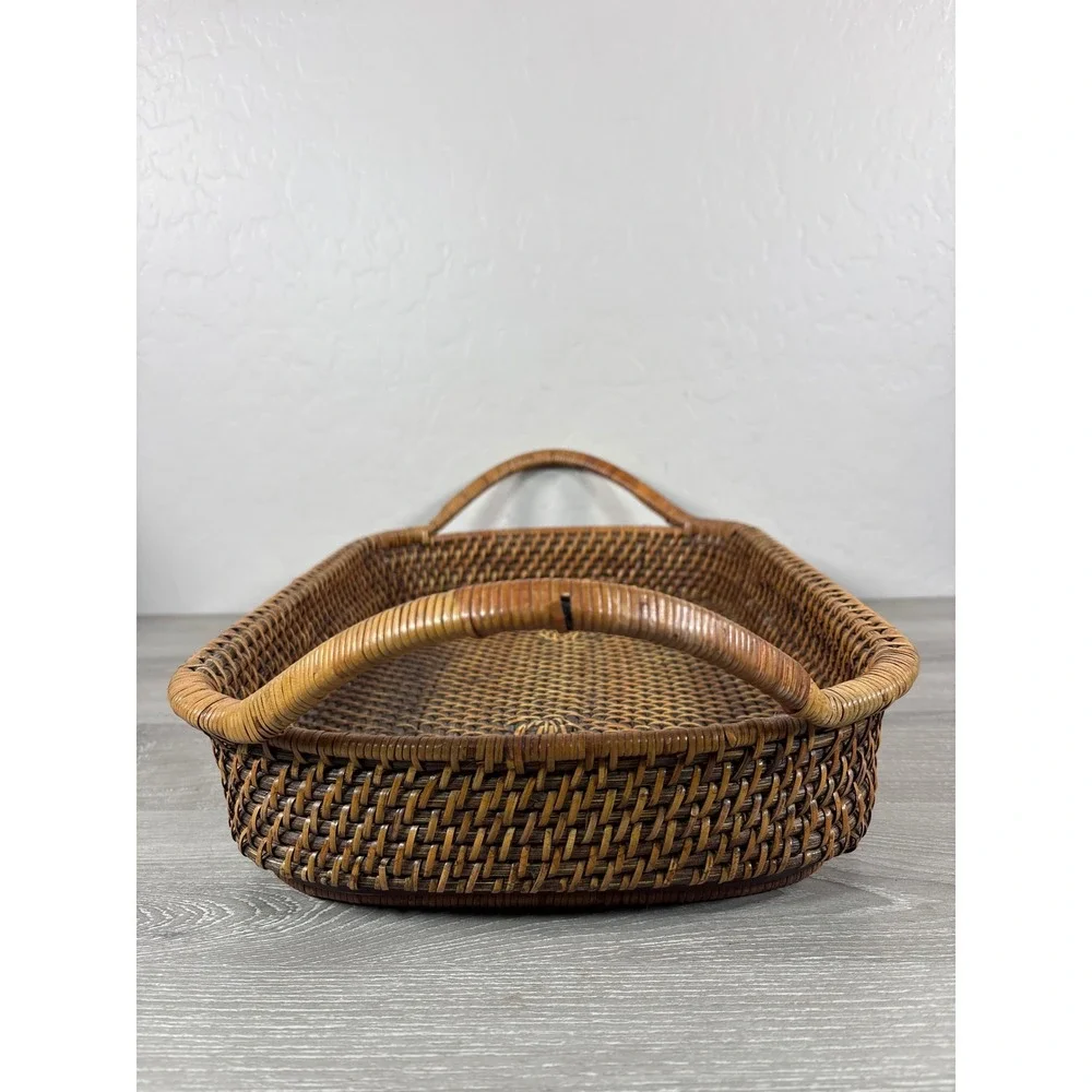 Pampered Chef Woven Selections Rectangular Heavy Duty Rattan Tray w/Handles